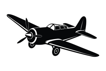 Silhouette of a propeller plane vector art illustration6.eps