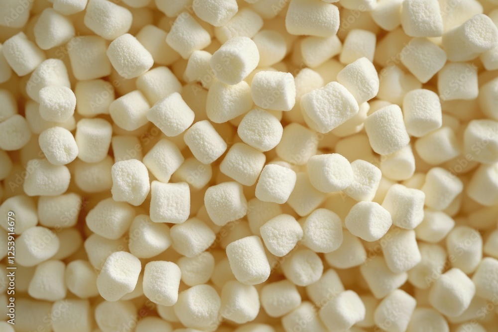 Poster a close-up view of a pile of marshmallows, perfect for confectionery or snack-related uses