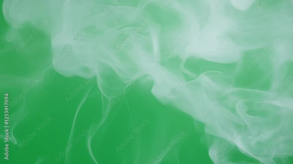 Poster light clouds of fog forming intricate patterns as they disperse into the surrounding space. green sc