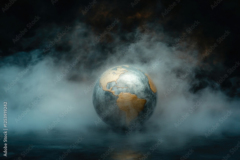 Aufkleber A globe floating in the center of a body of water, suitable for use as a background or prop for educational and informational purposes
