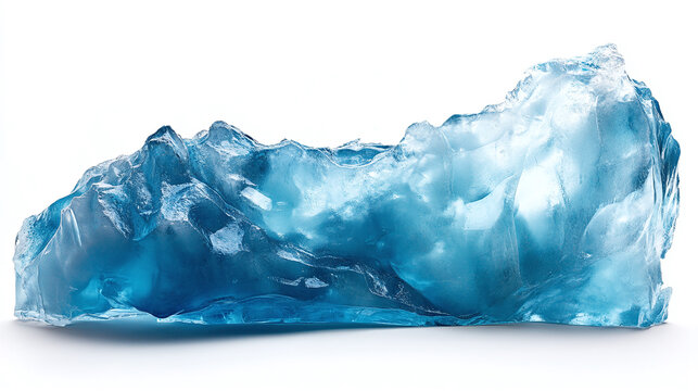 Glacier crevasse deep blue isolated on white background.