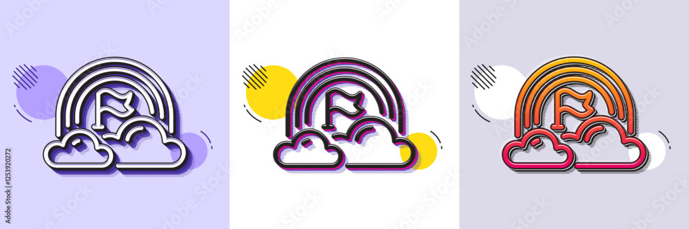Poster lgbt line icon. halftone dotted pattern. gradient icon with grain shadow. pride flag with rainbow si