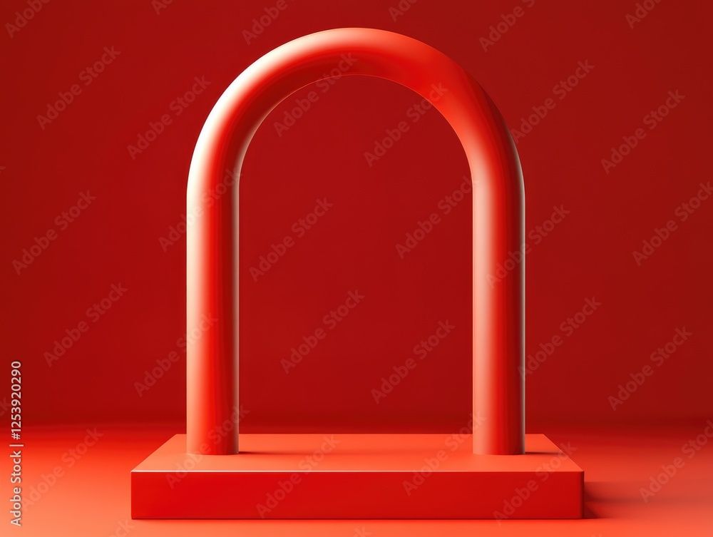 Poster abstract red arch structure minimalist design digital art studio setting low angle view creative con