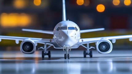 Fototapeta premium A model airplane sits on a table, waiting to be flown