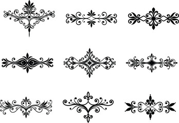Decorative dividers. Vintage ornaments. Vector illustration isolated on white background. Floral ornaments vector