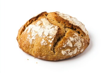 A single loaf of bread placed on a clean white surface