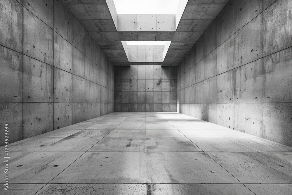 Poster light gray concrete walls provide a modern look, enriched by soft diffused lighting for subtle textu