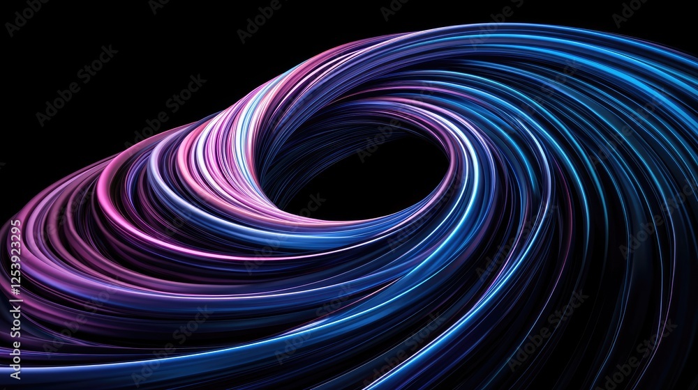 Aufkleber dynamic flow of light and color abstract digital art futuristic design dark background close-up ener