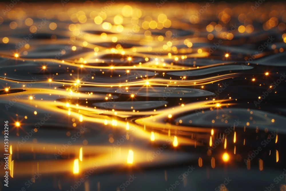 Poster delicate golden highlights reflect on rippling water, creating a luminous and captivating visual exp