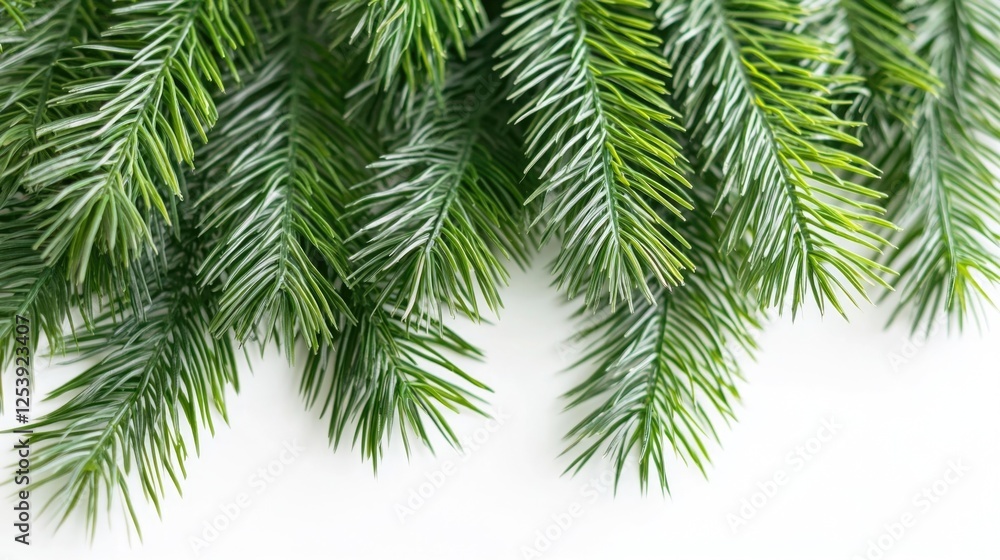 Poster a close-up view of a pine tree branch with needles and buds, perfect for nature or outdoor themed pr