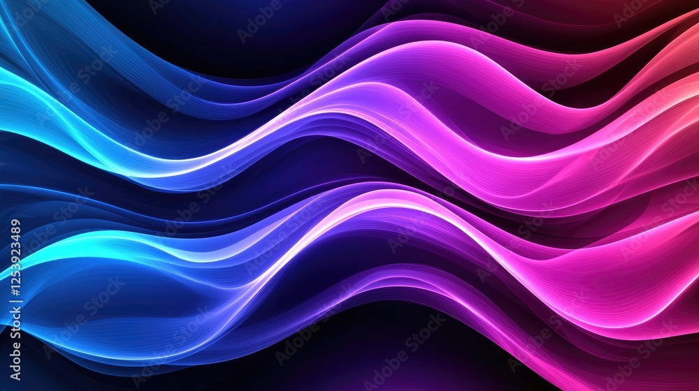 Poster dynamic waves of colorful light abstract art digital design modern aesthetic close-up view visual ha