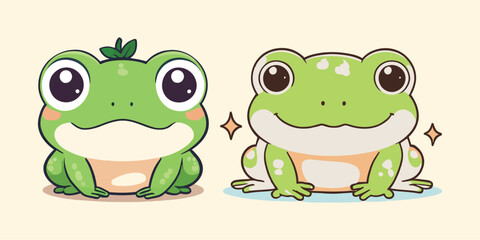 Fototapeta premium Cute Frog Couple Cartoon Vector Icon Illustration stickers