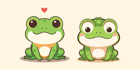 Cute Frog Couple Cartoon Vector Icon Illustration stickers