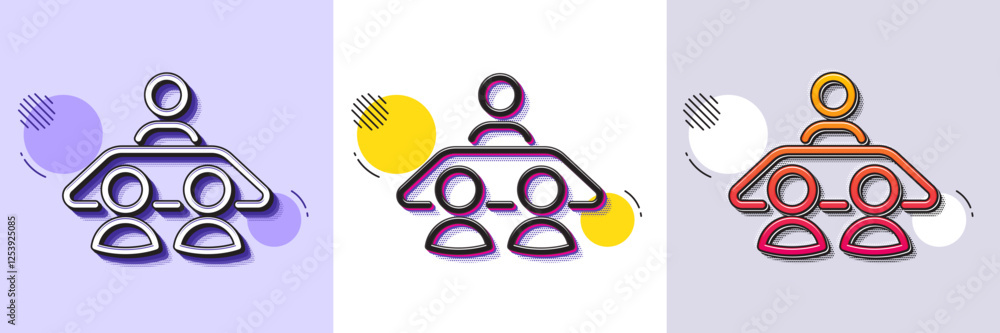 Poster interview job line icon. halftone dotted pattern. gradient icon with grain shadow. business manageme