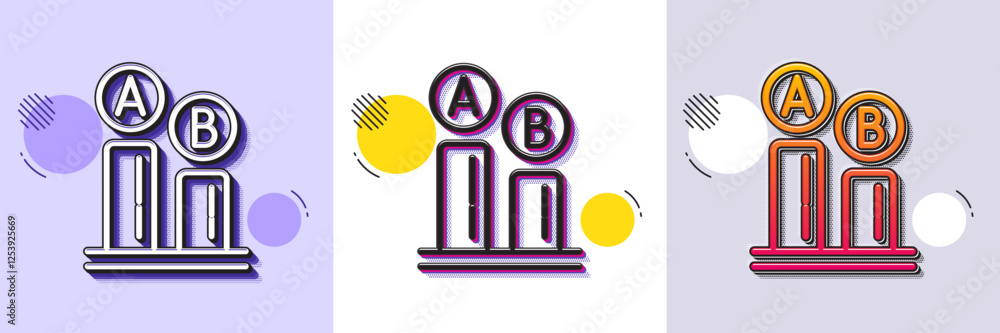Aufkleber ab testing line icon. halftone dotted pattern. gradient icon with grain shadow. ui test chart sign. 