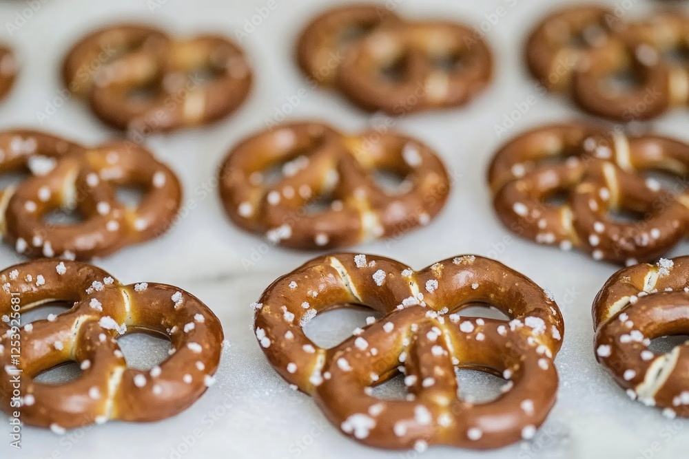 Poster a platter of warm pretzels placed on a table, perfect for snacking or serving at parties