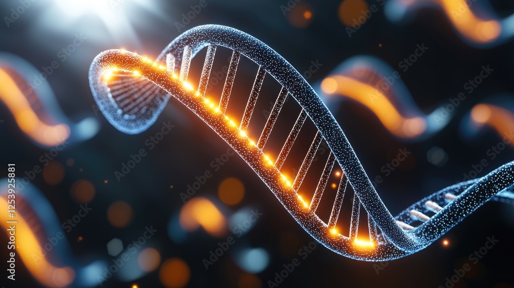 Poster exploring genetic structures dna helix visualization laboratory digital art scientific environment c