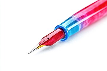 Fototapeta premium A detailed view of a red pen with a blue tip, ideal for highlighting or writing