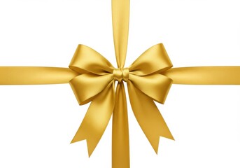 Fototapeta premium Elegant gold ribbon and bow on a white background