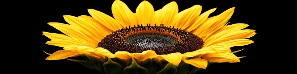 A single sunflower against a dark backdrop