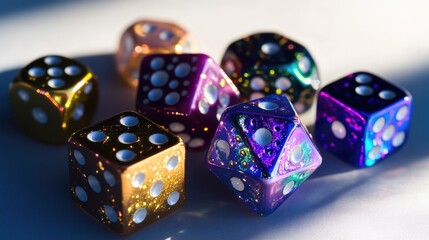 A set of dice arranged on a tabletop