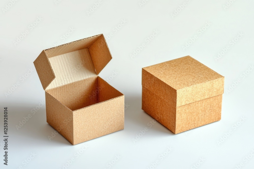 Aufkleber two open cardboard boxes on a clean white surface
