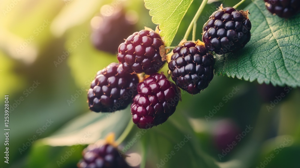 Poster a close-up shot of a bunch of berries growing on a tree branch