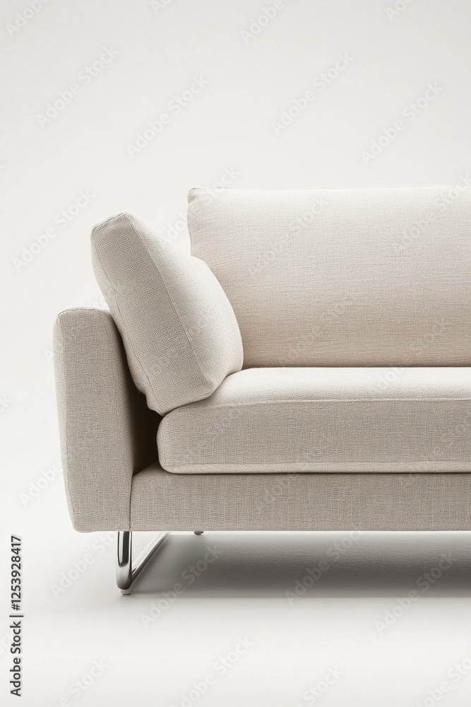 Poster a white couch with soft pillows against a plain white background