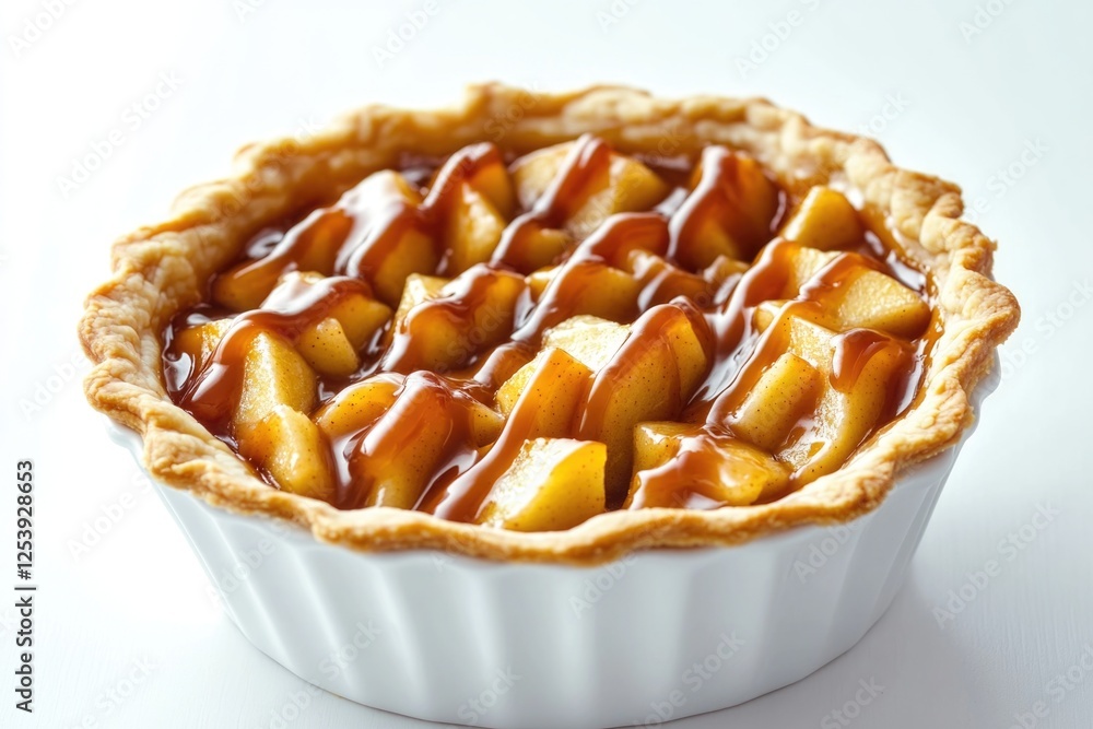 Poster a close-up shot of a freshly baked apple pie with sliced apples visible