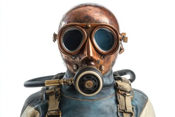 A person wearing protective gear, possibly for work or hazardous environment