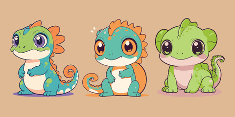 Cute Baby Dragons Cartoon Vector Icon Illustration stickers