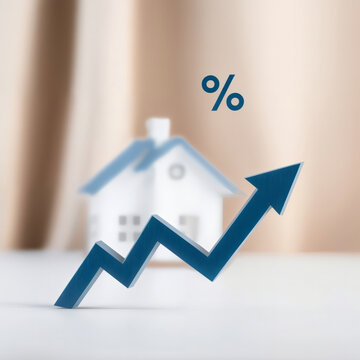 fleche bleue et % maison toit bleue