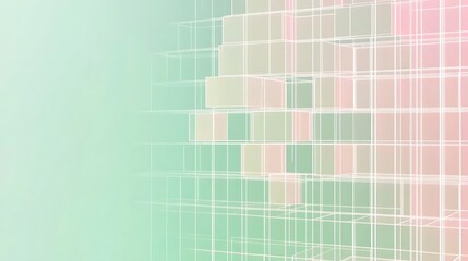 Abstract pastel cubes, grid background, technology concept