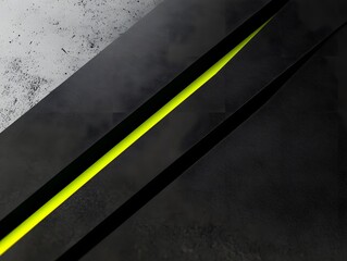 Abstract Dark Background:  A striking abstract image featuring a vibrant neon yellow line cutting across a dark, textured background of black and gray, creating a dynamic and edgy visual. 