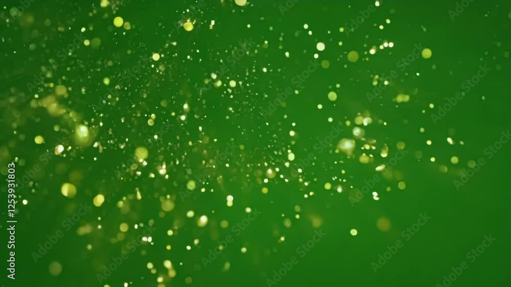 Poster scattered glowing ashes float evoking a sense of dynamic movement. green screen chromakey