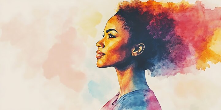 Watercolor woman with empowering quotes for Women's Day