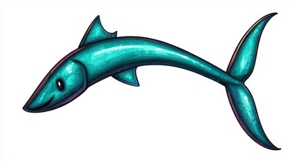 A vibrant, cartoon-style shark illustration, showcasing a sleek body and playful expression, ideal for children's learning or marine-themed designs.