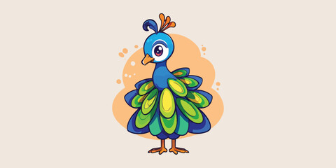 Cute Baby Peacock Cartoon Vector Icon Illustration stickers