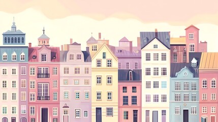 Fototapeta premium Pastel Colored European Style Building Row