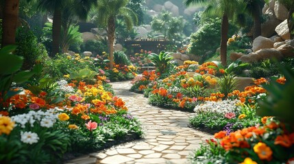 Serene Oasis: A Sun-Drenched Garden Path