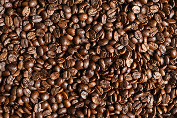 Whole Coffee Bean Coffee Background Top View Flat Lay