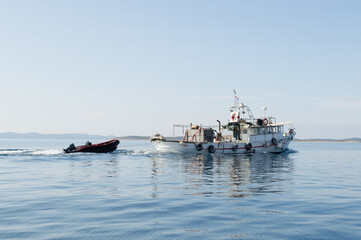 Obraz premium Old traditional fishing boat, trawler, in Dalmatia, Croatia
