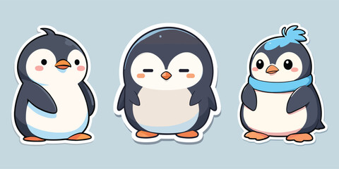 Cute Penguin Cartoon Vector Icon Illustration stickers