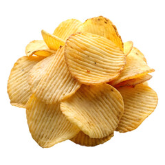 potato chips, cut out, isolated on transparent white background, clipping path