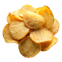 potato chips, cut out, isolated on transparent white background, clipping path