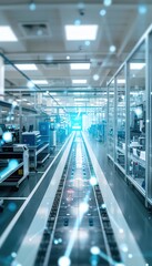 Obraz premium Advanced Smart Factory for Medical Equipment Production with Automated Systems and Digital Dashboards