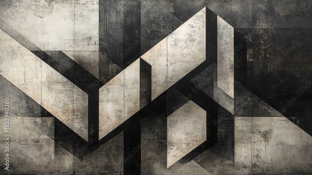 Poster abstract geometric shapes in black and white create dynamic design