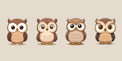 Cute Owls Cartoon Illustration © Elementix