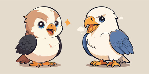 Cute Baby Eagles Cartoon Vector Icon Illustration stickers