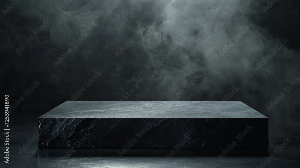 Poster dark moody stone product display platform background elegant black granite texture rough surface min